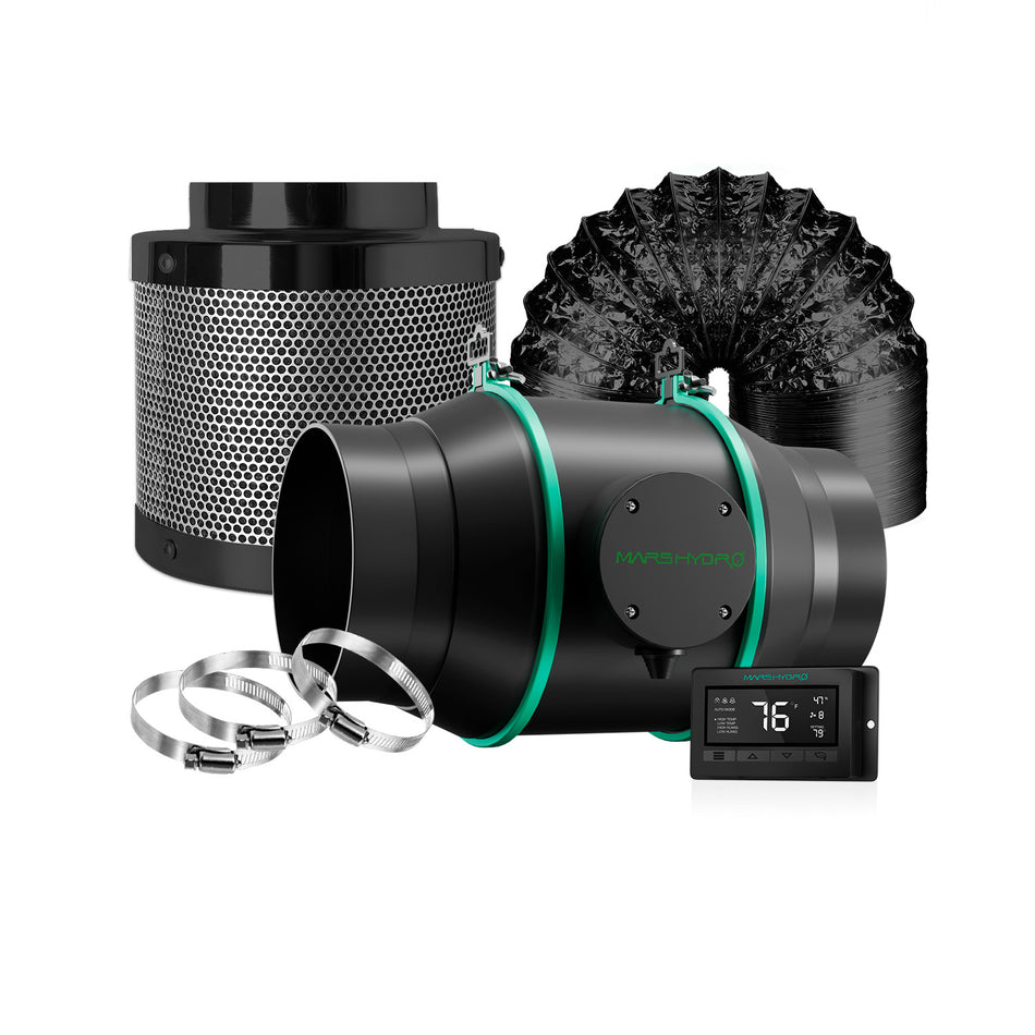 Mars Hydro 6-Zoll-Inline-Kanalventilator und Kohlefilter-Kombination mit Thermostatregler