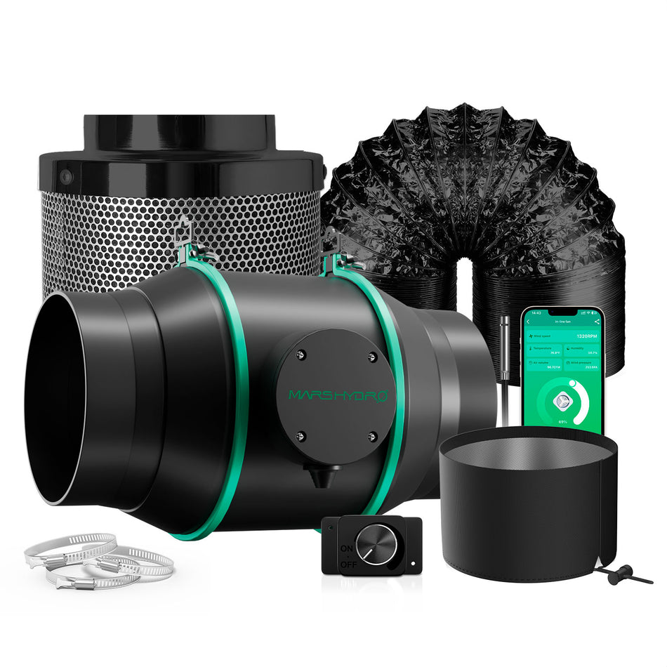 Mars Hydro iFresh 6-Zoll Smart Inline-Kanalventilator und Kohlefilter-Kombination
